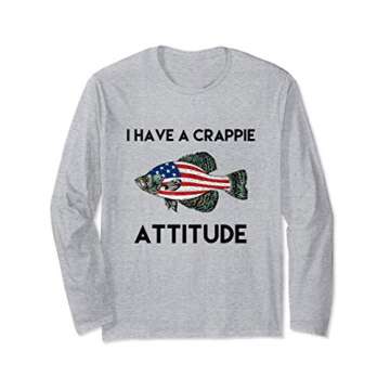 Freshwater Fishing Gift Men Women Kids USA Black Crappie Long Sleeve T-Shirt