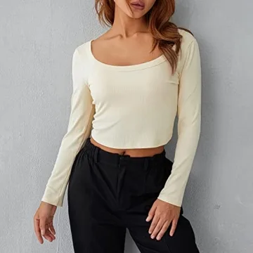 Y2K Vintage Women's Crop Top Long Sleeve Slim Fit Blouse
