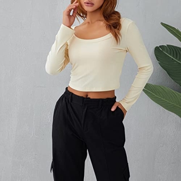 Y2K Vintage Women's Crop Top Long Sleeve Slim Fit Blouse
