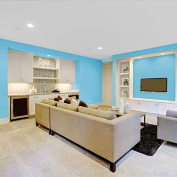 Microblend Interior Paint and Primer - Blue/Brave Blue, Semi-gloss Sheen, 5-Gallon, Premium Quality, One Coat Hide, Low VOC, Washable, Microblend Blues Family