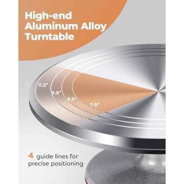 Kootek Aluminium Cake Turntable Set, Baking Tools with Revolving 12" Cake Stand for Decorating, 12.7...