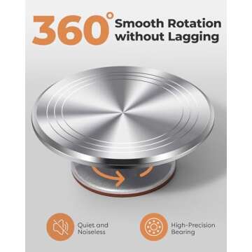 Kootek Aluminium Cake Turntable Set, Baking Tools with Revolving 12" Cake Stand for Decorating, 12.7" Offset Spatula, 3 Stainless Steel Frosting Icing Smoother, Cake Serve Cake Decorating Kit Supplies