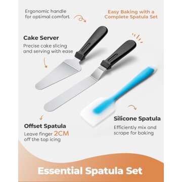 Kootek Aluminium Cake Turntable Set, Baking Tools with Revolving 12" Cake Stand for Decorating, 12.7" Offset Spatula, 3 Stainless Steel Frosting Icing Smoother, Cake Serve Cake Decorating Kit Supplies