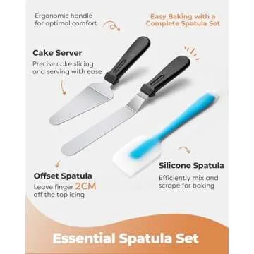 Kootek Aluminium Cake Turntable Set, Baking Tools with Revolving 12" Cake Stand for Decorating, 12.7" Offset Spatula, 3 Stainless Steel Frosting Icing Smoother, Cake Serve Cake Decorating Kit Supplies