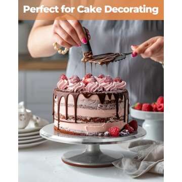 Kootek Aluminium Cake Turntable Set, Baking Tools with Revolving 12" Cake Stand for Decorating, 12.7" Offset Spatula, 3 Stainless Steel Frosting Icing Smoother, Cake Serve Cake Decorating Kit Supplies