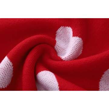 UELoop Valentine's Day Sweater for Kids Girls Funny Cute Holiday Outfits Romantic Spring Winter Knit Warm Clothing Red Heart Size 12 14 14-16 Years Teen Tween