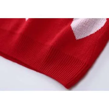 UELoop Valentine's Day Sweater for Kids Girls Funny Cute Holiday Outfits Romantic Spring Winter Knit Warm Clothing Red Heart Size 12 14 14-16 Years Teen Tween