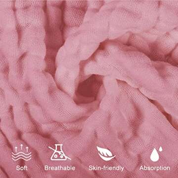 Yoofoss Muslin Baby Washcloths 100% Cotton Face Towels 10 Pack Wash Cloths for Baby 12x12in Soft and...