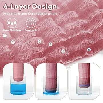 Yoofoss Muslin Baby Washcloths 100% Cotton Face Towels 10 Pack Wash Cloths for Baby 12x12in Soft and Absorbent Baby Wipes (Bean Paste)