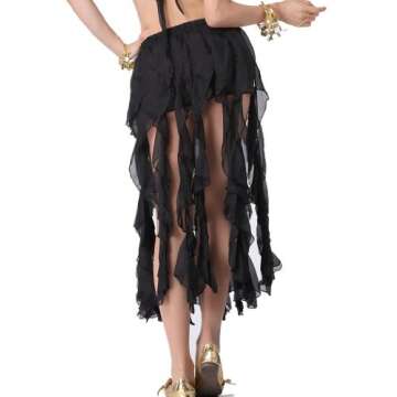 ZLTdream Belly Dance 16PCS-Curling Jellyfish Skirt for Girls andWomen Belly Dancing Outfits Black