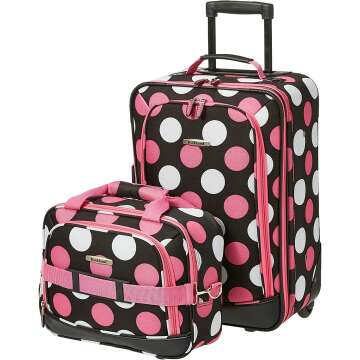 Rockland Softside Luggage Set - Multi/Pink Dot 2-Piece