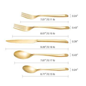 Deacory Flatware Set 20 Piece Matte Gold Color Wave with Gift Box Packing Service for 4 Kitchen Restaurant Wedding Use