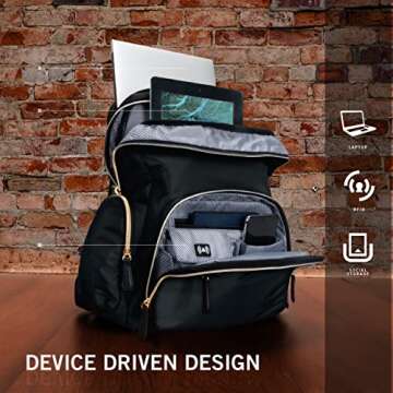 Kenneth Cole REACTION Sophie Backpack - Versatile Black Bag for 15-inch Laptops