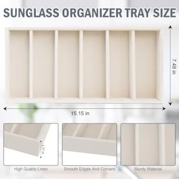 JETEHO Sunglasses Organizer with Adjustable Compartments