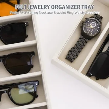 JETEHO Sunglasses Organizer with Adjustable Compartments