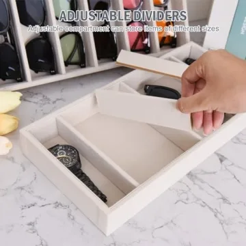 JETEHO Sunglasses Organizer with Adjustable Compartments