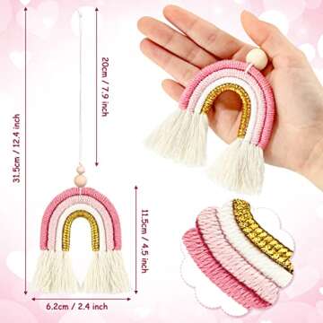 Frienda 3 Pieces Boho Rainbow Car Charm Essential Oil Diffusers for Car Cute Air Fresheners Handmade Hanging Accessories Decor(Classic Style)