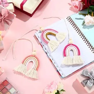 Frienda 3 Pieces Boho Rainbow Car Charm Essential Oil Diffusers for Car Cute Air Fresheners Handmade Hanging Accessories Decor(Classic Style)