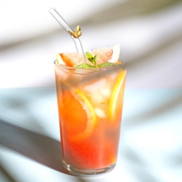 BIEOFFEI 8 Pack Reusable Glass Straws with Flower Butterfly 8" x 8 MM Clear Glass Straws Bent Glass Drinking Straw with 2 Cleaning Brush, Cute Glass Straws with Charms for Smoothies, Drink, Tea, Juice