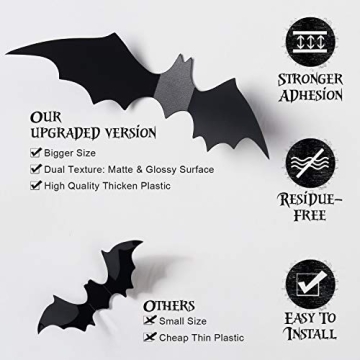 Coogam 60PCS Halloween Bats for Spooky Home Decor