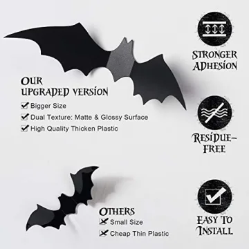 Coogam 60PCS Halloween Bats for Spooky Home Decor