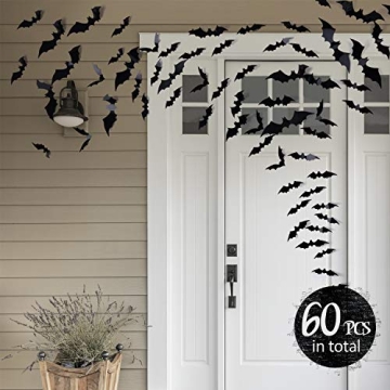 Coogam 60PCS Halloween Bats for Spooky Home Decor