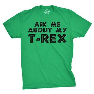 Mens Ask Me About My Trex T Shirt Funny Cool Dinosaur Flip Graphic Novelty Tees Mens Funny T Shirts ...