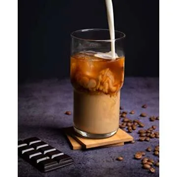 LEMONSODA Modern Iced Coffee Glasses - Stackable Crystal Clear Cups For Any Drink - Water, Coffee, Tea, Expresso, Smoothies - Quality Glassware - Dishwasher Safe - Housewarming Gifts (Set of 6-21oz)