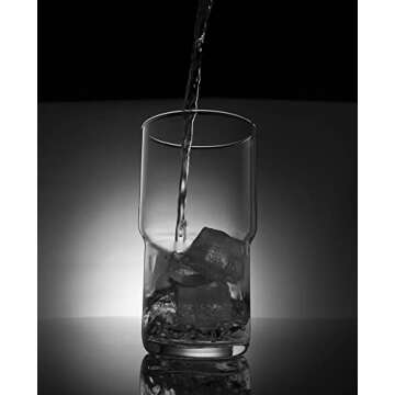 LEMONSODA Modern Iced Coffee Glasses - Stackable Crystal Clear Cups For Any Drink - Water, Coffee, Tea, Expresso, Smoothies - Quality Glassware - Dishwasher Safe - Housewarming Gifts (Set of 6-21oz)