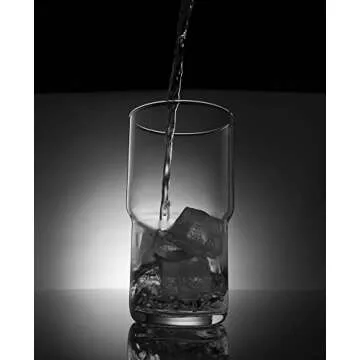 LEMONSODA Modern Iced Coffee Glasses - Stackable Crystal Clear Cups For Any Drink - Water, Coffee, Tea, Expresso, Smoothies - Quality Glassware - Dishwasher Safe - Housewarming Gifts (Set of 6-21oz)