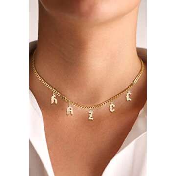 Yopicks Custom Initial Necklace, Personalized Name Necklaces for Women 14K Gold Plated Letter Neckla...