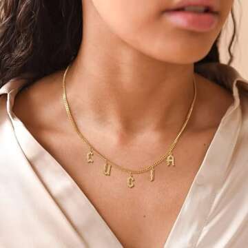 Yopicks Custom Initial Necklace, Personalized Name Necklaces for Women 14K Gold Plated Letter Necklace Name Necklace Mama Necklace | Graduation Gifts Birthday Gifts for Women