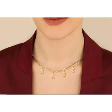 Yopicks Custom Initial Necklace, Personalized Name Necklaces for Women 14K Gold Plated Letter Necklace Name Necklace Mama Necklace | Graduation Gifts Birthday Gifts for Women