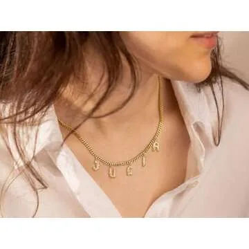 Yopicks Custom Initial Necklace, Personalized Name Necklaces for Women 14K Gold Plated Letter Necklace Name Necklace Mama Necklace | Graduation Gifts Birthday Gifts for Women