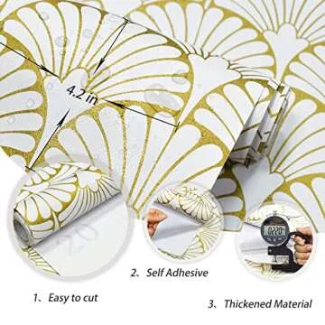 MelunMer Gold Peel and Stick Wallpaper for Easy Decor