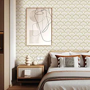 MelunMer Gold Peel and Stick Wallpaper for Easy Decor
