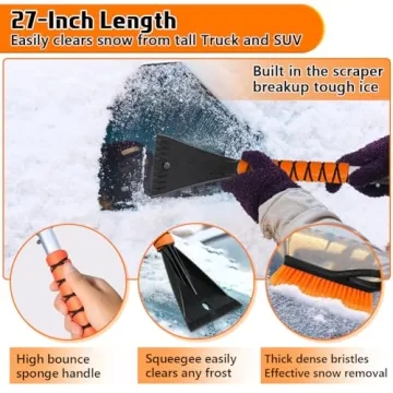Durable PLACHIDAY Snow Brush and Ice Scraper Tool for Cars