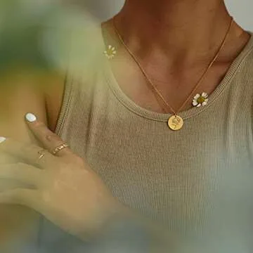 MEVECCO Gold Birth Flower Coin Necklace for Women
