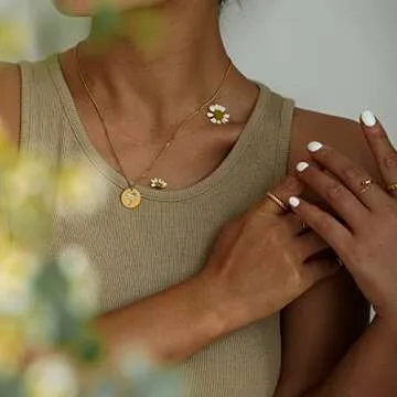 MEVECCO Gold Birth Flower Coin Necklace for Women