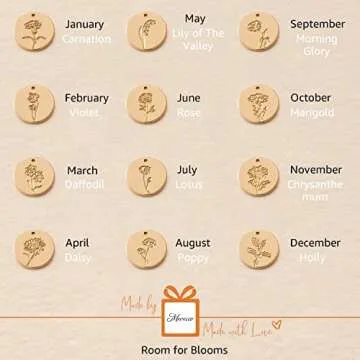 MEVECCO Gold Birth Flower Coin Necklace for Women