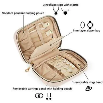 Compact BAGSMART Travel Jewelry Organizer Case - Small Jewelry Roll for Rings, Necklaces, Earrings, ...