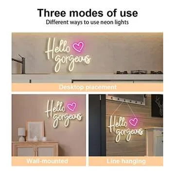 Large Hello Gorgeous Neon Signs for Girl's Bedroom, Romantic Led Neon Sign for Wall Decor Birthday Wedding Partys,Gifts 16.7x12.3 IN by Colysor Warm White(Power Adapter Included)
