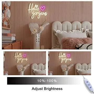 Large Hello Gorgeous Neon Signs for Girl's Bedroom, Romantic Led Neon Sign for Wall Decor Birthday Wedding Partys,Gifts 16.7x12.3 IN by Colysor Warm White(Power Adapter Included)