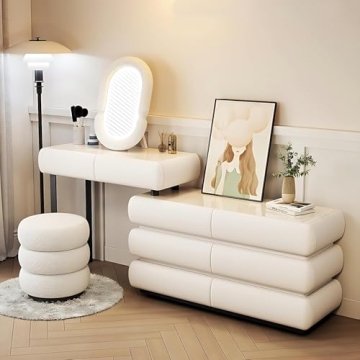 Elegant Pesnllov Vanity Set with LED Mirror and Chair