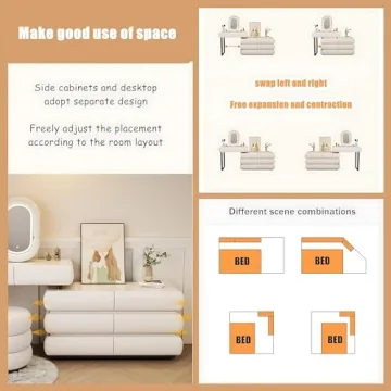 Elegant Pesnllov Vanity Set with LED Mirror and Chair