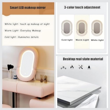 Elegant Pesnllov Vanity Set with LED Mirror and Chair