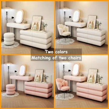 Elegant Pesnllov Vanity Set with LED Mirror and Chair