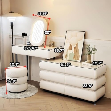 Elegant Pesnllov Vanity Set with LED Mirror and Chair