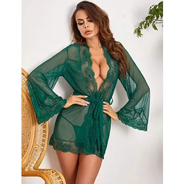 Avidlove Women Lace Kimono Robe for Lingerie Elegance