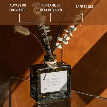 Craft & Kin Reed Diffuser with Dried Flowers | 5 oz Sicilian Citrus & Eucalyptus Scented Reed Diffusers for Home, Bathroom | Scent Sticks | Elegant Fragrance Home Decor for Men & Women